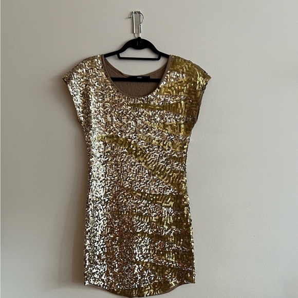 Gold Sequin Mini Dress - Picture 2 of 9